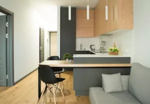 Кухня 474, с полуостровом, серая
