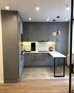 Кухня 262, с полуостровом, серая
