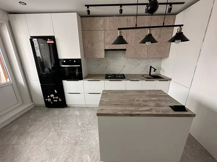 Кухня 106, с полуостровом, белая